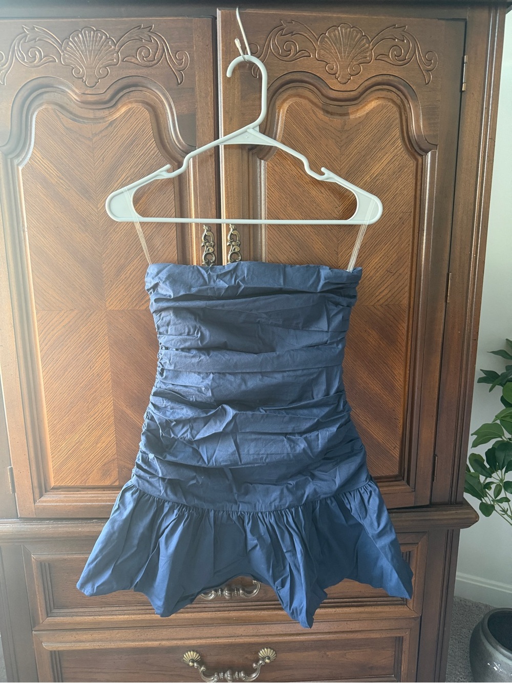 Peppermayo Navy Strapless Ruffle Mini Dress
